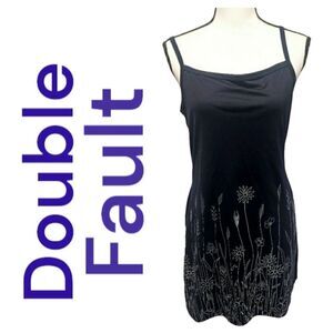 DOUBLE Fault dress Navy blue and floral womens size large